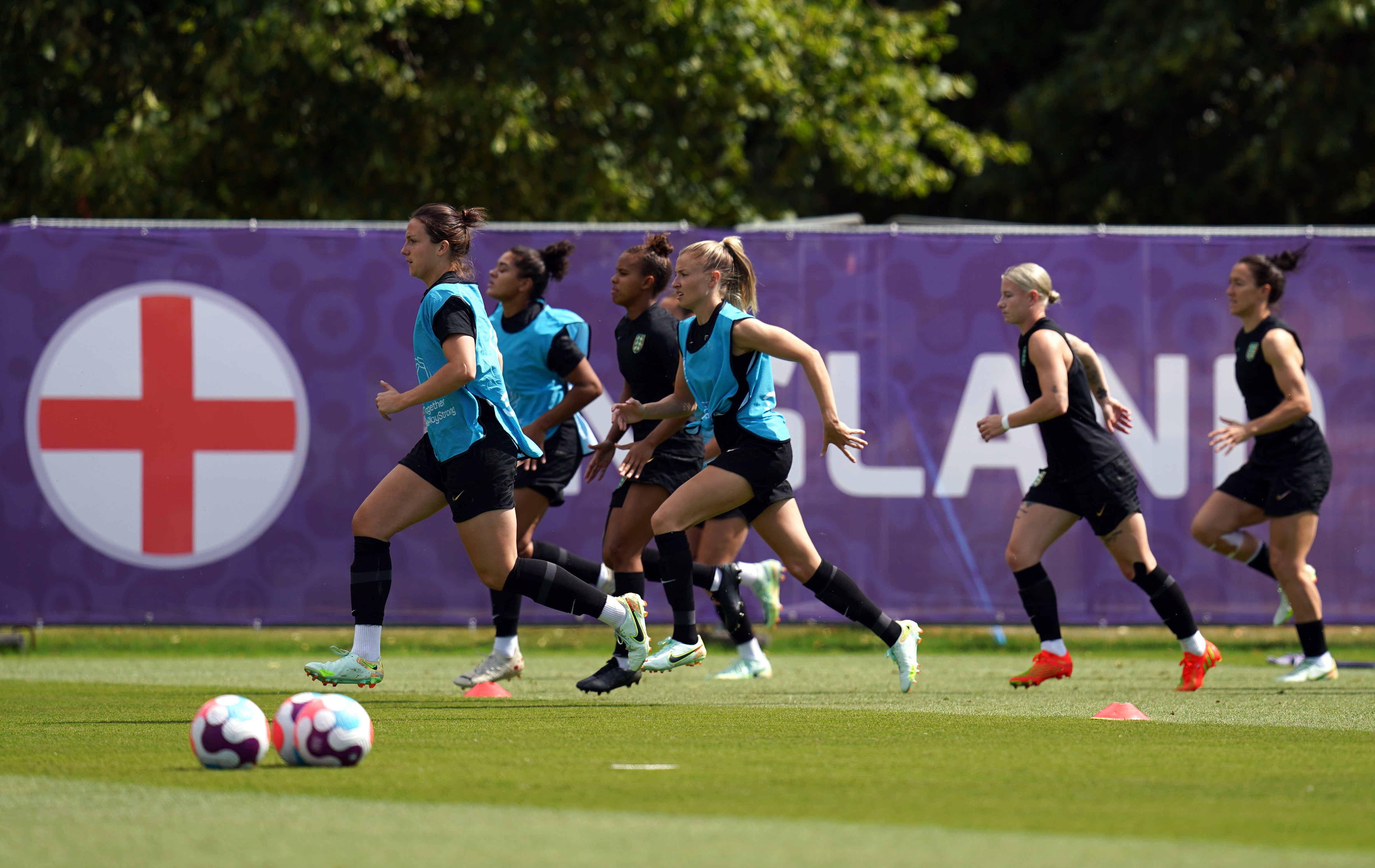 England players during a training session at the the Lensbury Resort, Teddington (John Walton/PA).