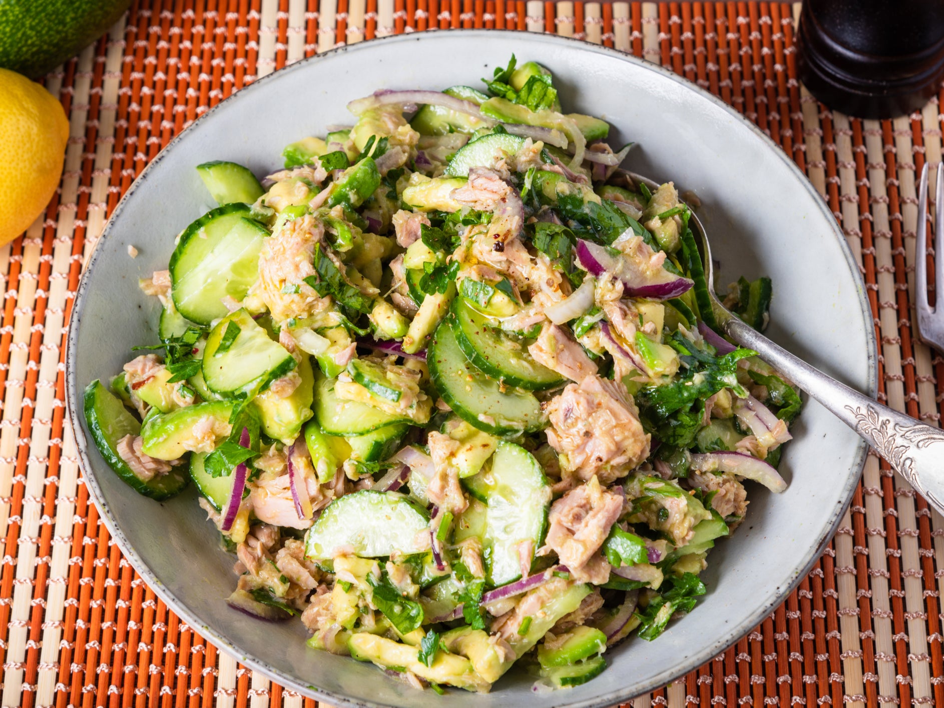 A no-cook tuna salad with chopped greens