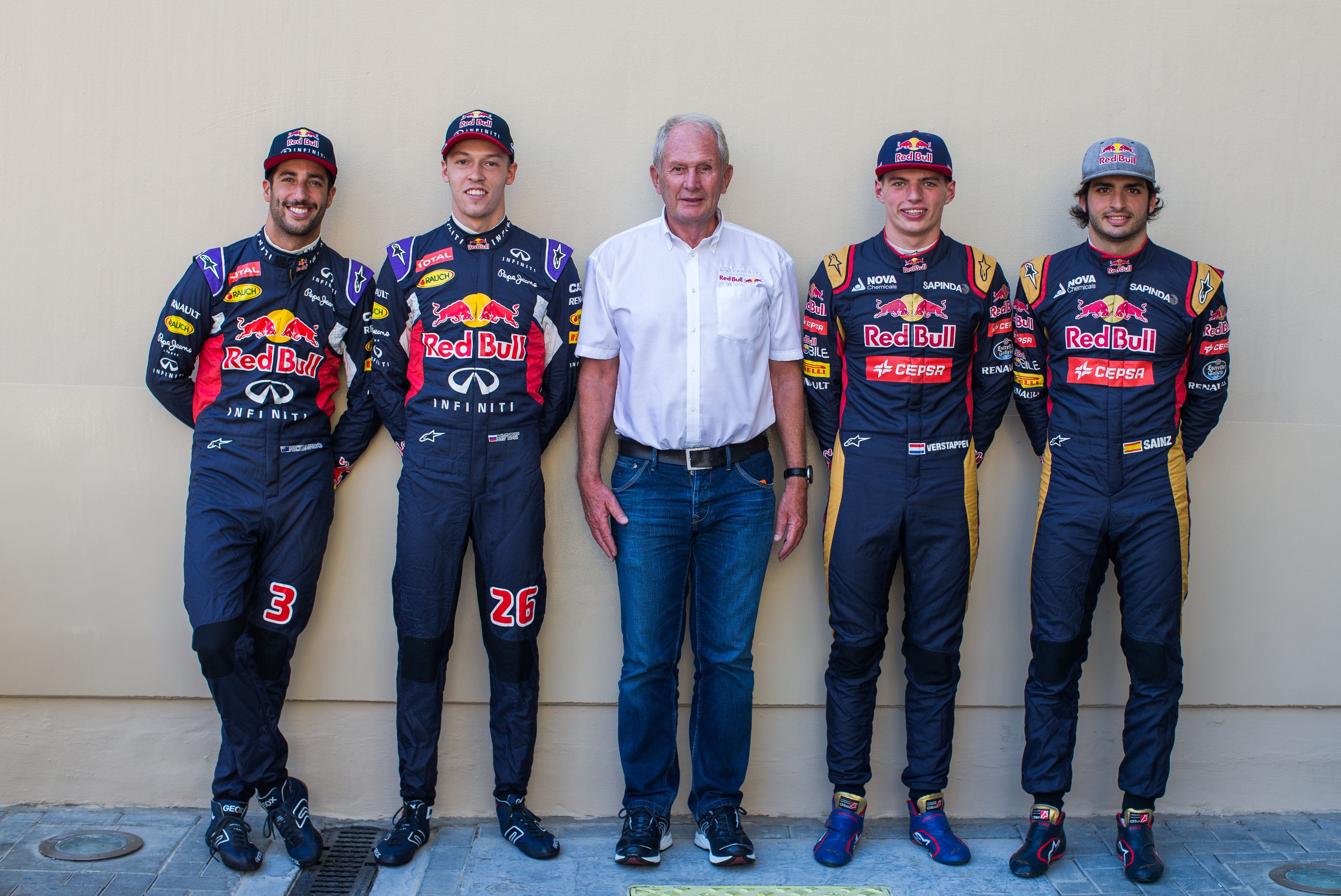 Helmut Marko (centre) spoke about the sympathy he had for Sainz having Verstappen as his team-mate in his debut season in Formula 1