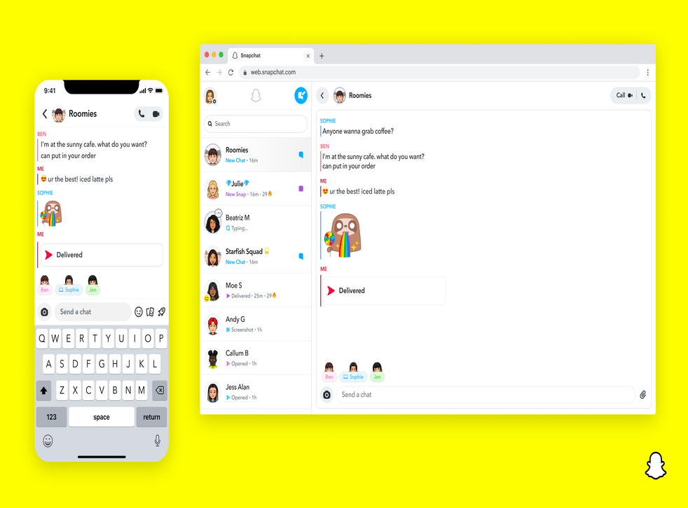 Snapchat calling and messaging to be made available on the web | The