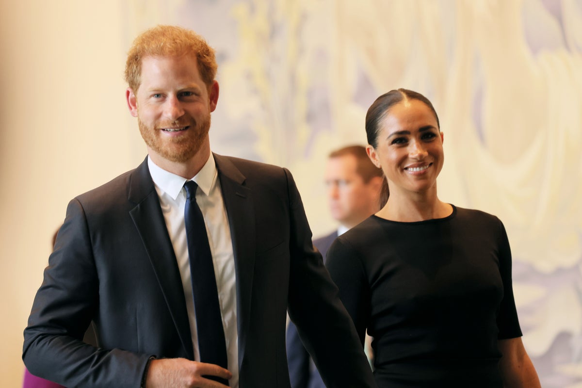 Prince Harry says he has photo of Princess Diana and Nelson Mandela on wall as he visits UN with Meghan Markle
