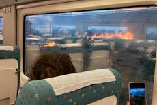 Spanish train passengers shocked as train stops in dramatic wildfires