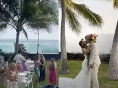 Newlyweds describe ‘huge wall’ of wave that hit Hawaii wedding: ‘The cake luckily made it’