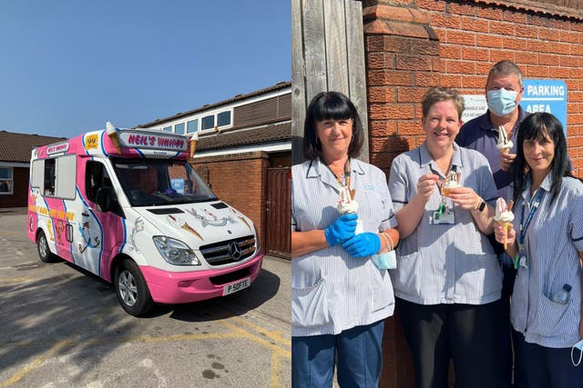 Ice cream vans parked up outside many hospitals on Monday (Unison East Midlands)