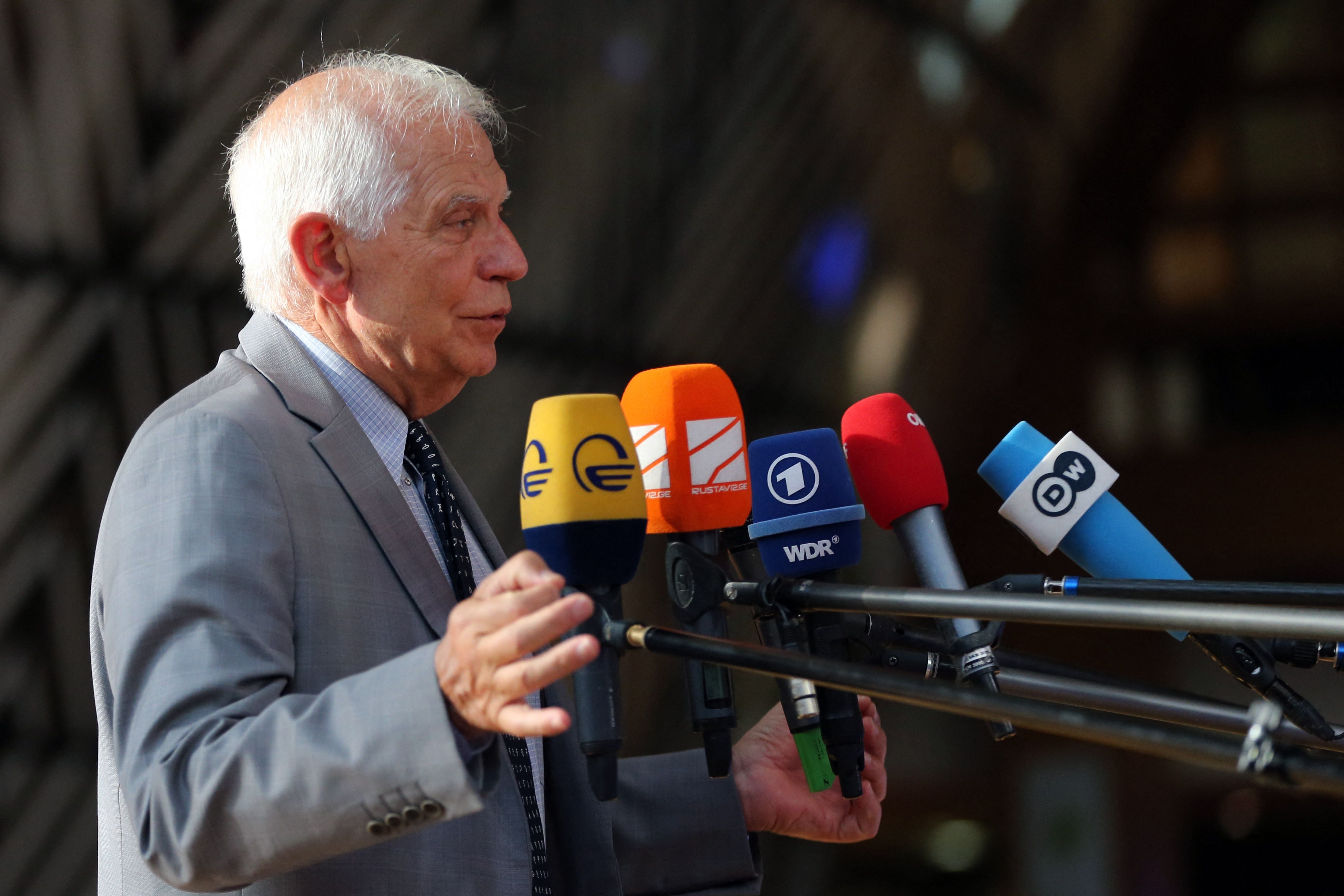 EU foreign affairs chief Josep Borrell at Monday’s meeting in Brussels