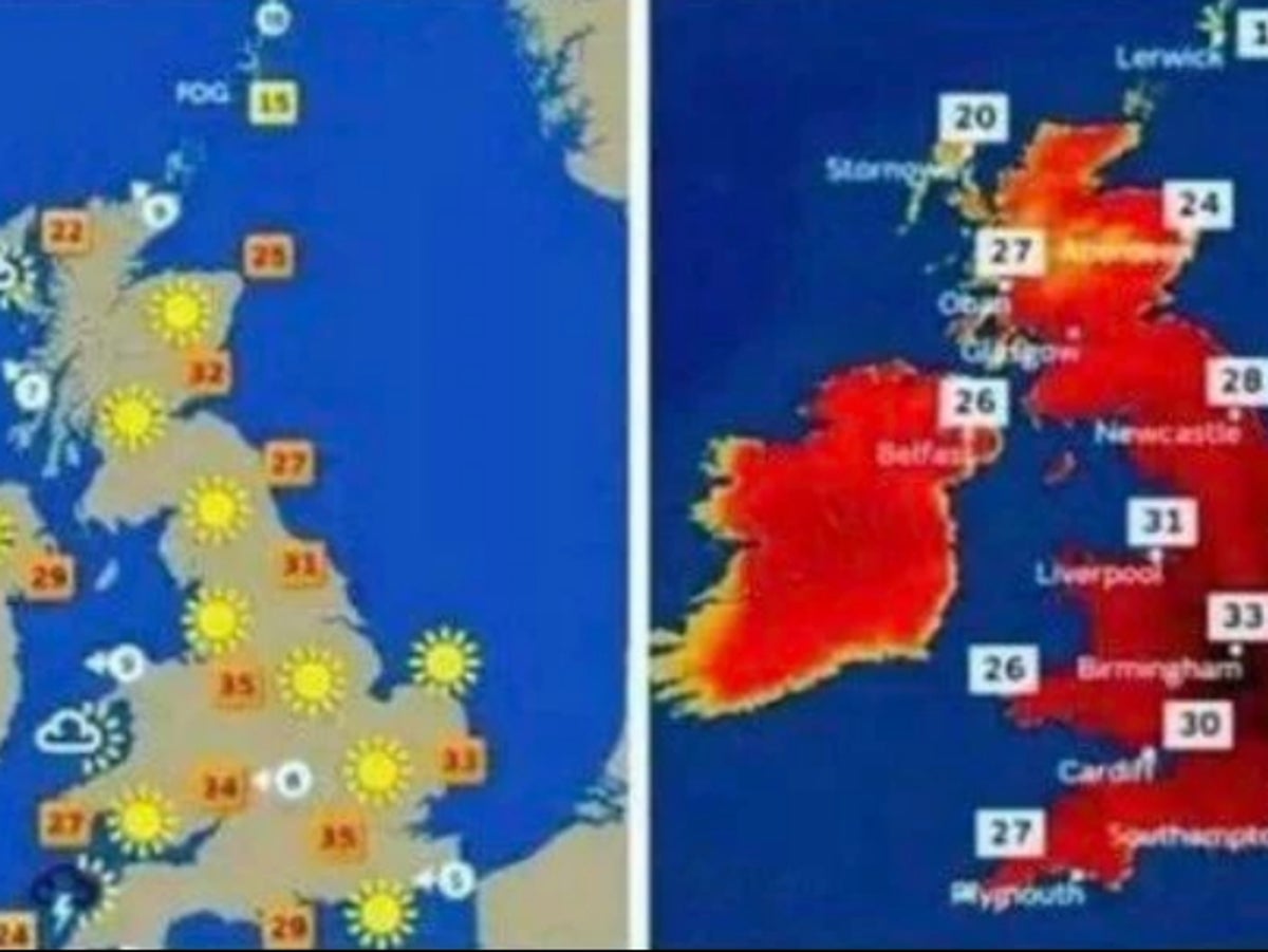 Met Office forecaster debunks 'doctored' weather map comparison | The  Independent