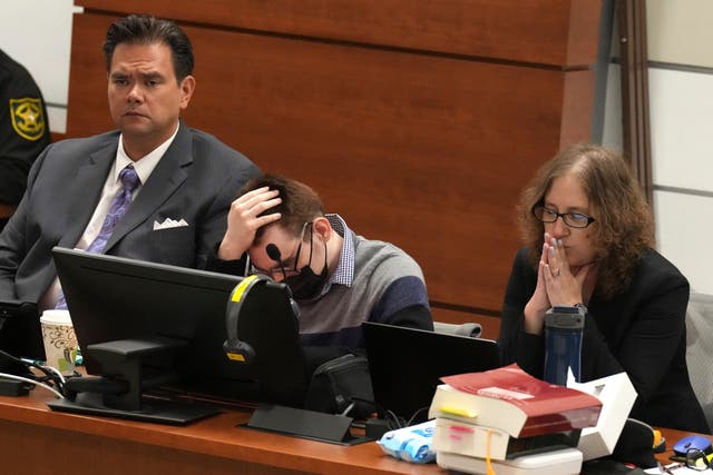 <p>Marjory Stoneman Douglas High School shooter Nikolas Cruz looks down as the penalty phase of his trial gets underway</p>