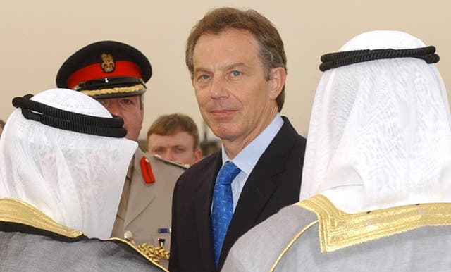 Prime minister Tony Blair arrives in Kuwait for talks with the Crown Prince and the Emir (Stefan Rousseau/PA)