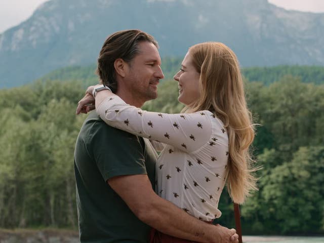 <p>Jack (Martin Henderson) and Mel (Alexandra Breckenridge) enjoying the view in Virgin River</p>