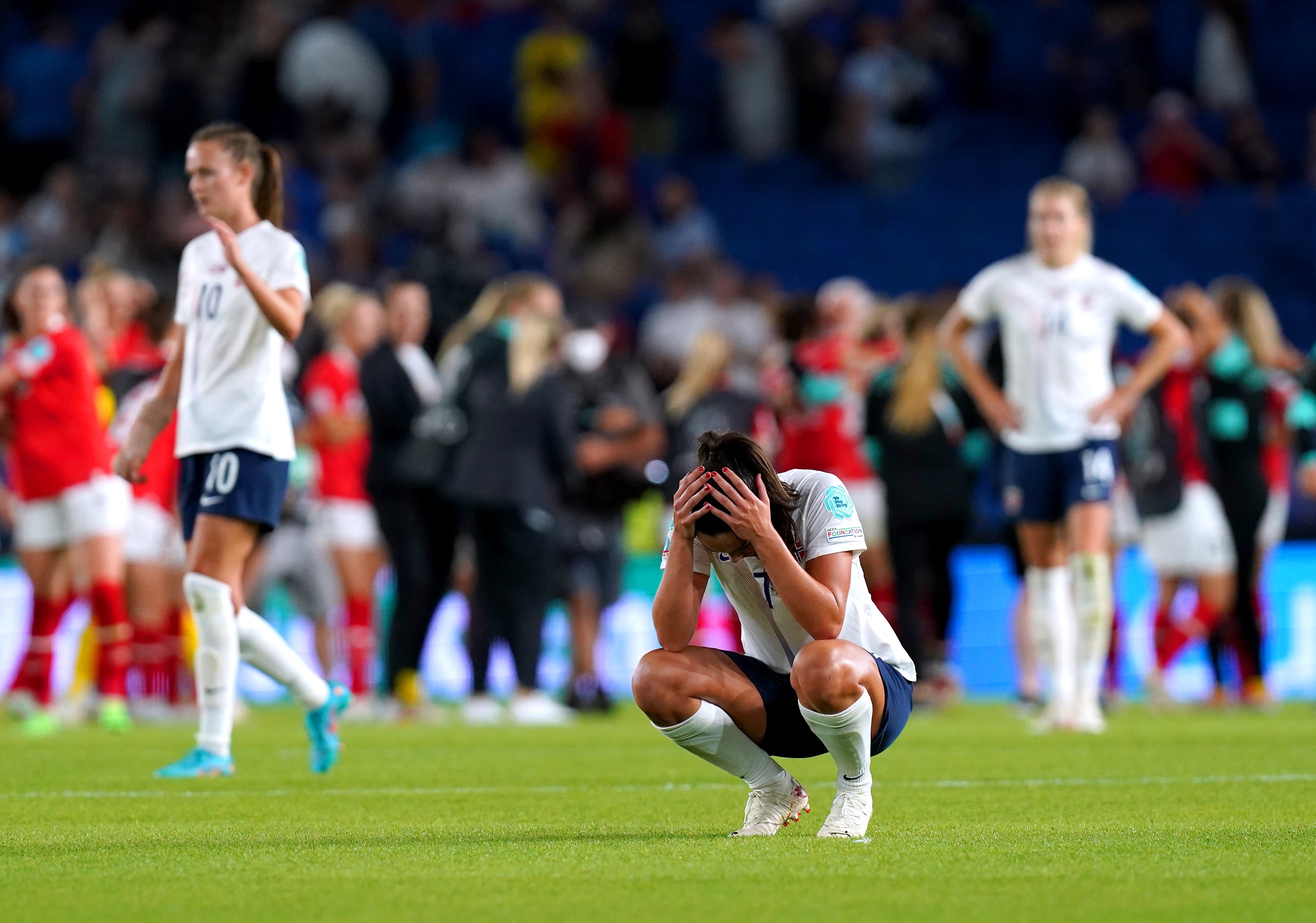 Norway failed to qualify for the Euro 2022 quarter-finals (Gareth Fuller/PA)