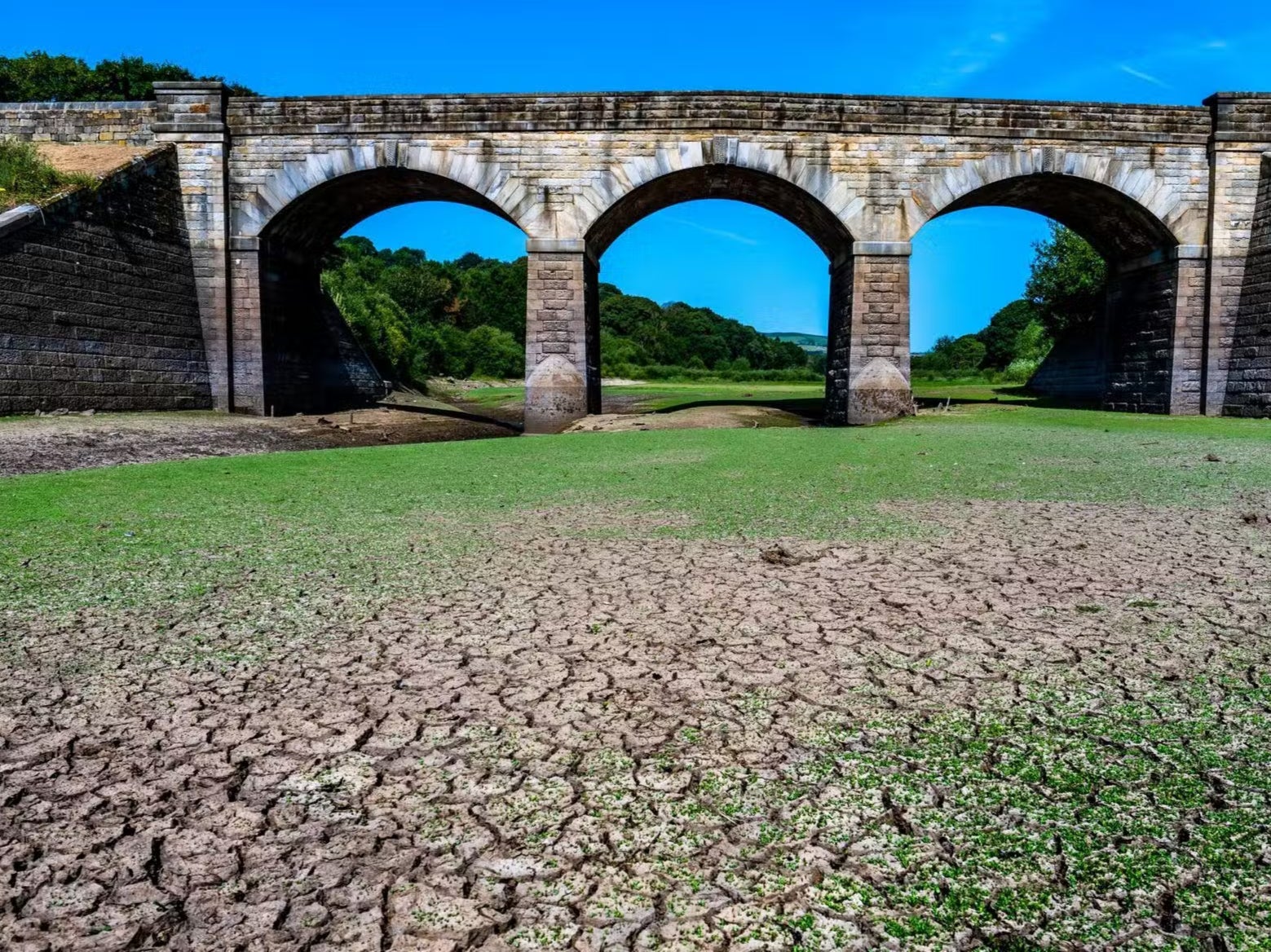 Lindley Wood Reservoir is on the verge of drying up completely