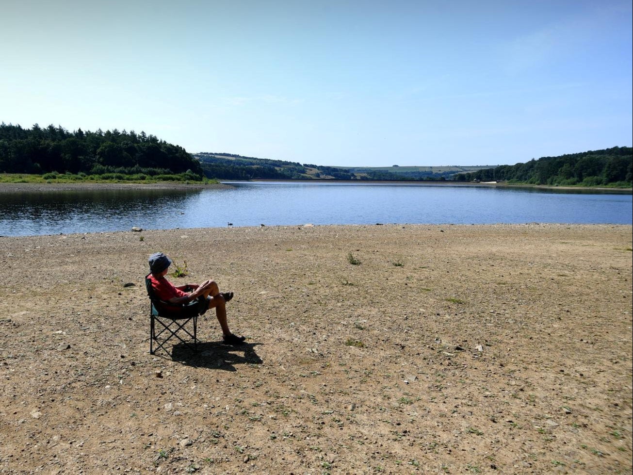 The much-reduced Swinsty Reservoir near Harrogate