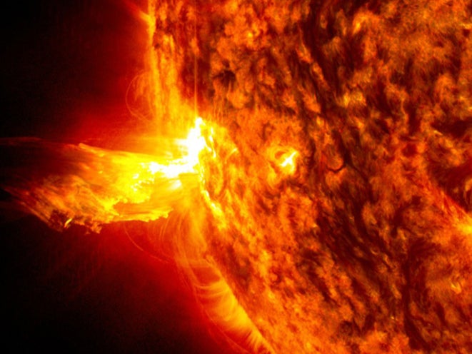 Coronal mass ejections are massive expulsions of magnetised plasma and solar particles