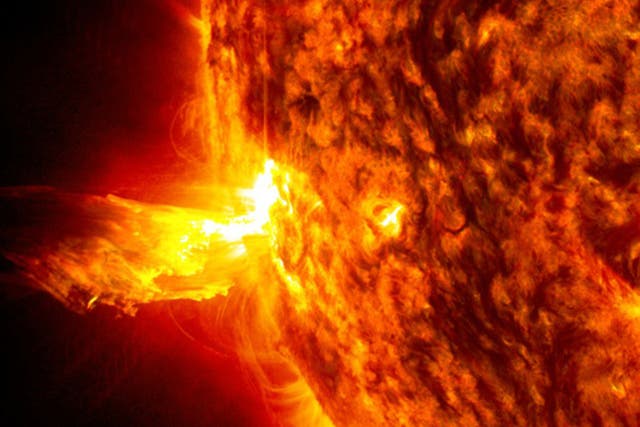 <p>Coronal mass ejections are massive expulsions of magnetised plasma and solar particles</p>