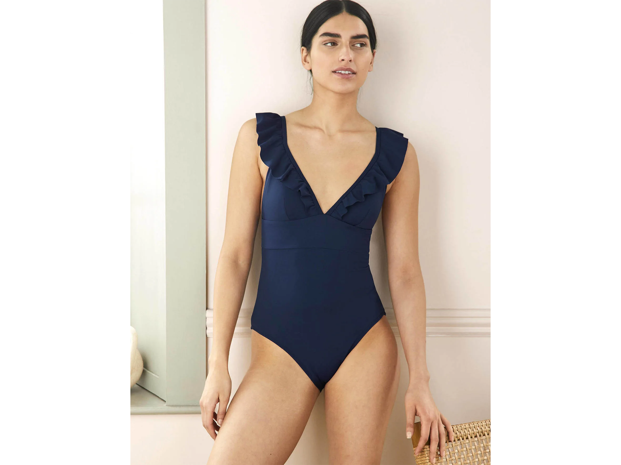 Buy FIGLEAVES Tailor Twist Underwired Halter Tummy Control Swimsuit Longer  Length 32G, Swimsuits