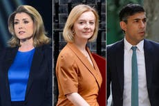 Tory leadership – live: Truss boosted by Badenoch elimination as Sunak retains lead