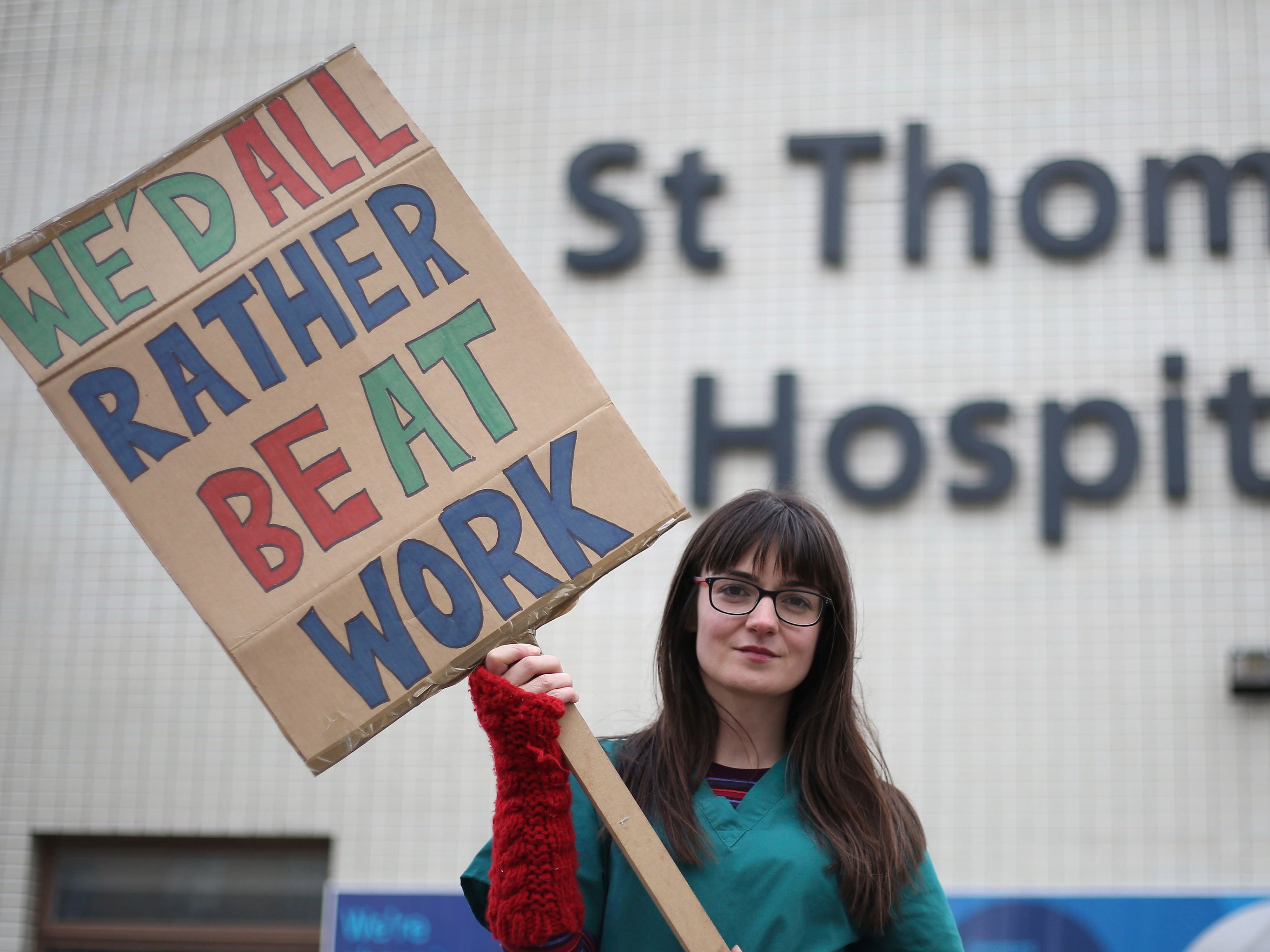 Junior doctor on picket line during previous strike of NHS staff