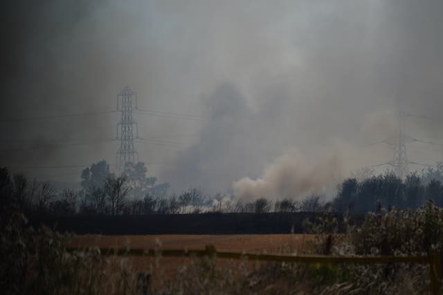 A blaze in the village of Wennington, east London (Yui Mok/PA)