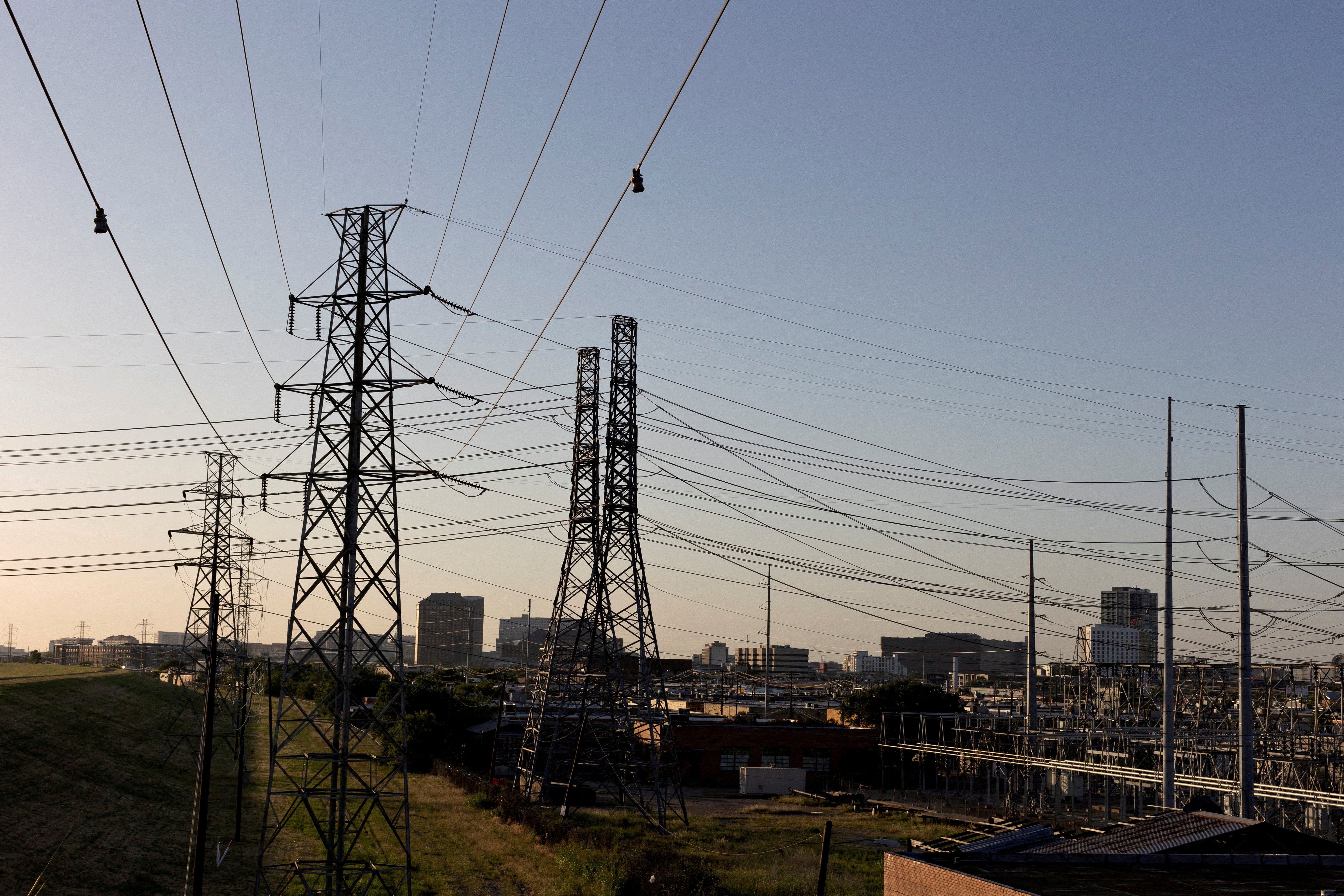 <p>Power lines outside Dallas, Texas last week. Crushing heat is set to hit the state again</p>
