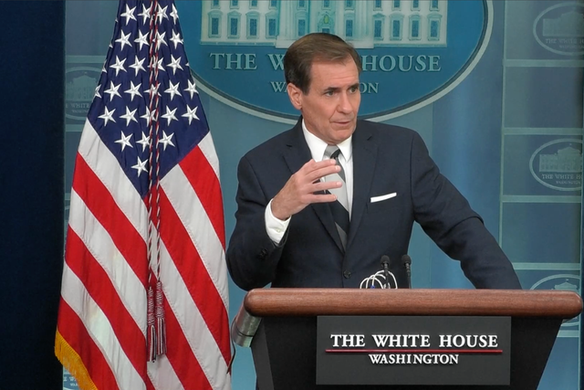 <p>National Security Council spokesperson John Kirby speaks during a 19 July 2022 briefing at the White House </p>