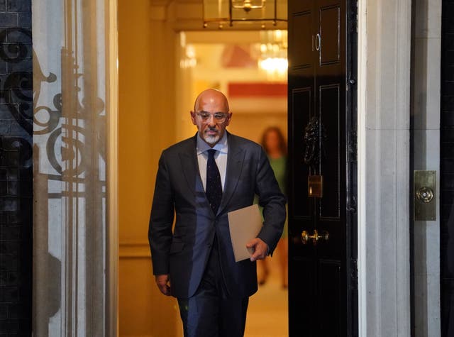 Chancellor of the Exchequer Nadhim Zahawi leaving 10 Downing Street (Dominic Lipinski/PA)