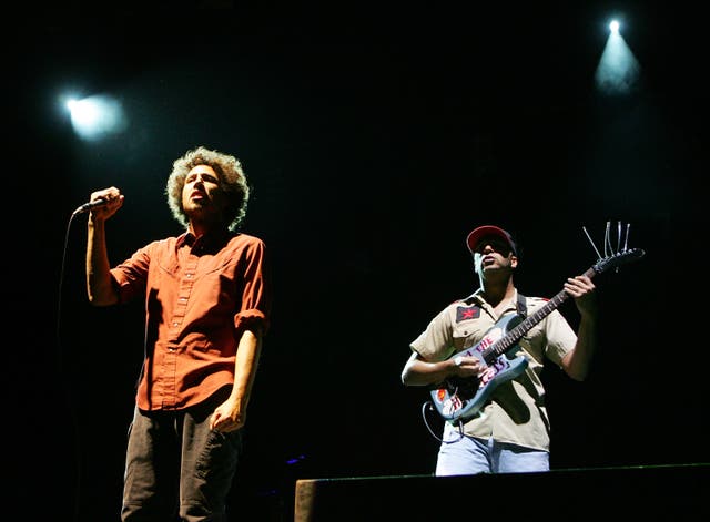 <p>Rage Against the Machine singer Zack de la Rocha and Tom Morello</p>