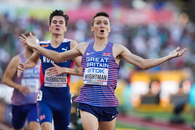 Jake Wightman claimed a stunning gold at the World Championships (Martin Rickett/PA)