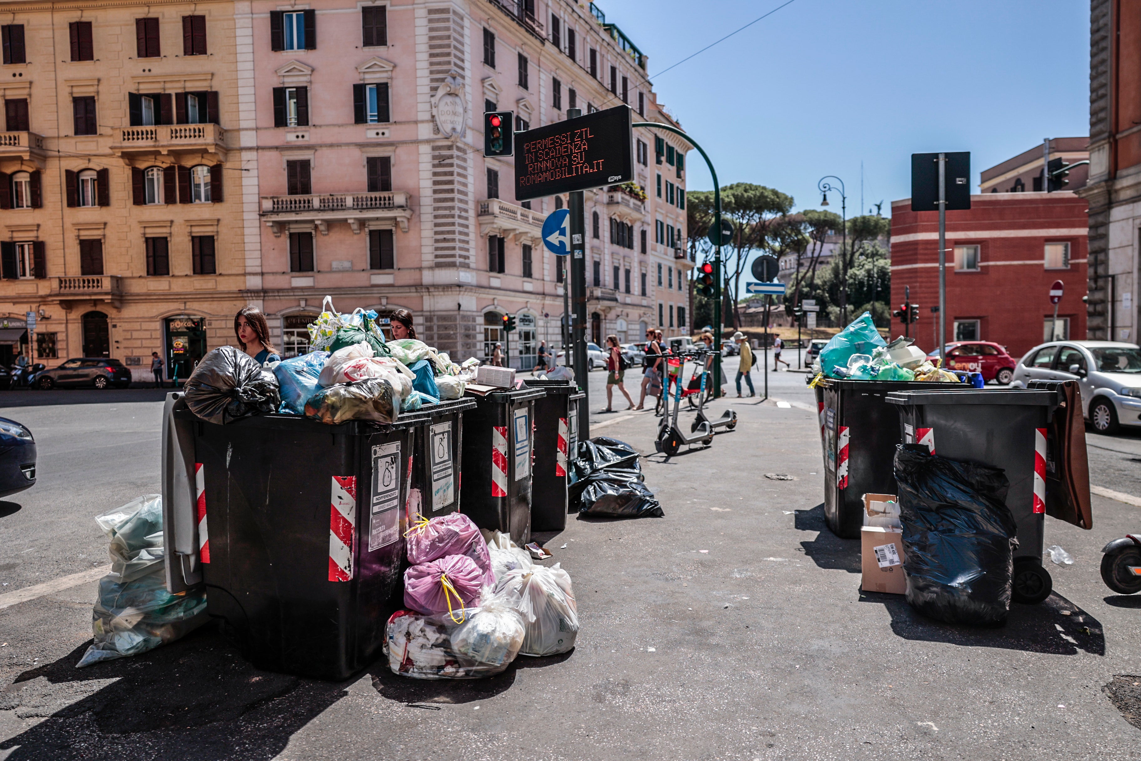 Rubbish in the San Pietro neighbourhood of Rome