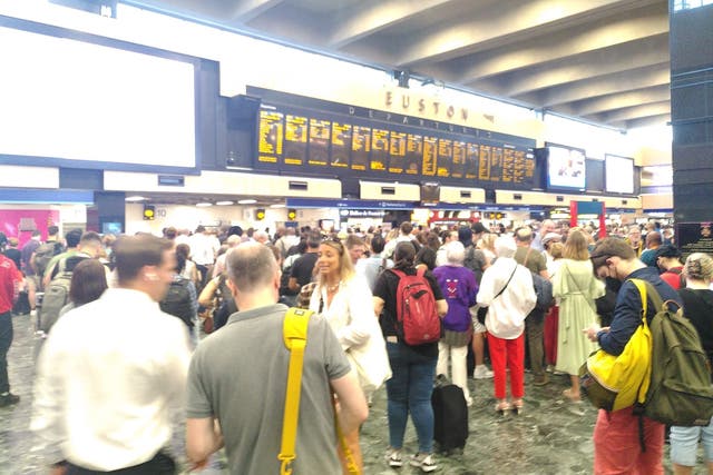 Travellers have been left ‘worried’ and ‘anxious’ after dozens of train services were cancelled due to the extreme heat(Laura Horn/PA)