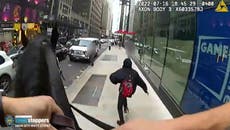Horseback NYPD officer chases Times Square robber through busy street