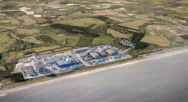 <p>An aerial view of the Sizewell site (PA)</p>