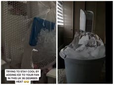 Tiktokers warned against viral trend of tying ice bags to fans amid UK heatwave