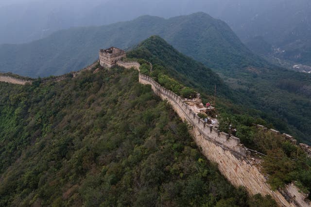 <p>A section of the Great Wall is being repaired in Huairou district, Beijing, in 2021   </p>
