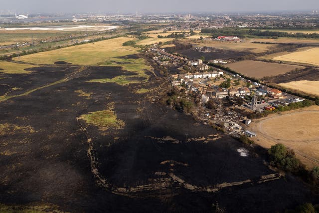 The scene after a blaze in the village of Wennington (Aaron Chown/PA)