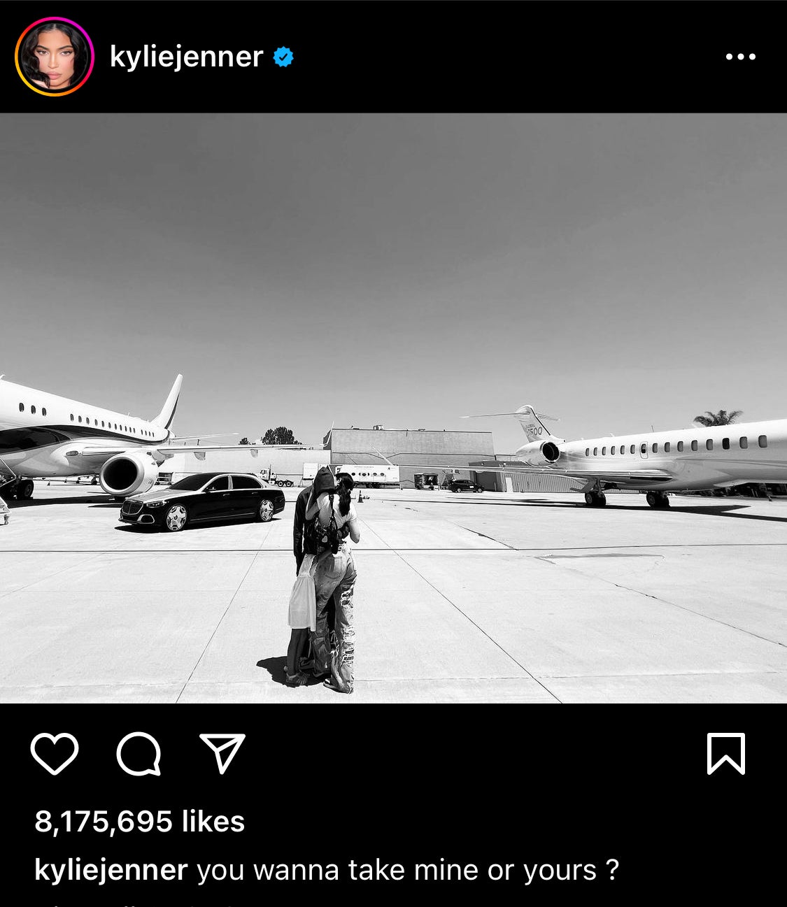 Kylie Jenner boasts of her his-and-hers jets on Instagram