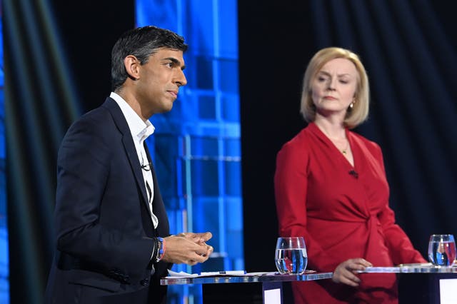 MANDATORY CREDIT REQUIRED: Rishi Sunak and Liz Truss (Jonathan Hordle/ITV/PA)