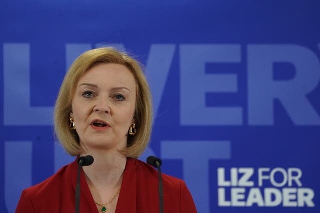 Liz Truss at the launch of her campaign to be Conservative Party leader (Kirsty O’Connor/PA)