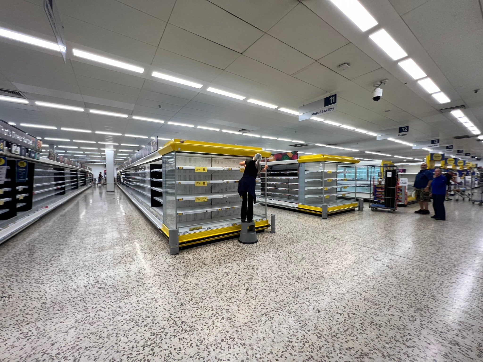 Supermarket shelves were bare of chilled items yesterday