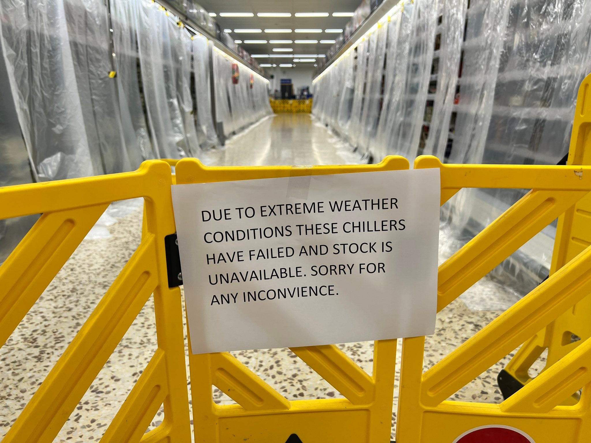 Entrances to chiller aisles were blocked off in some supermarkets