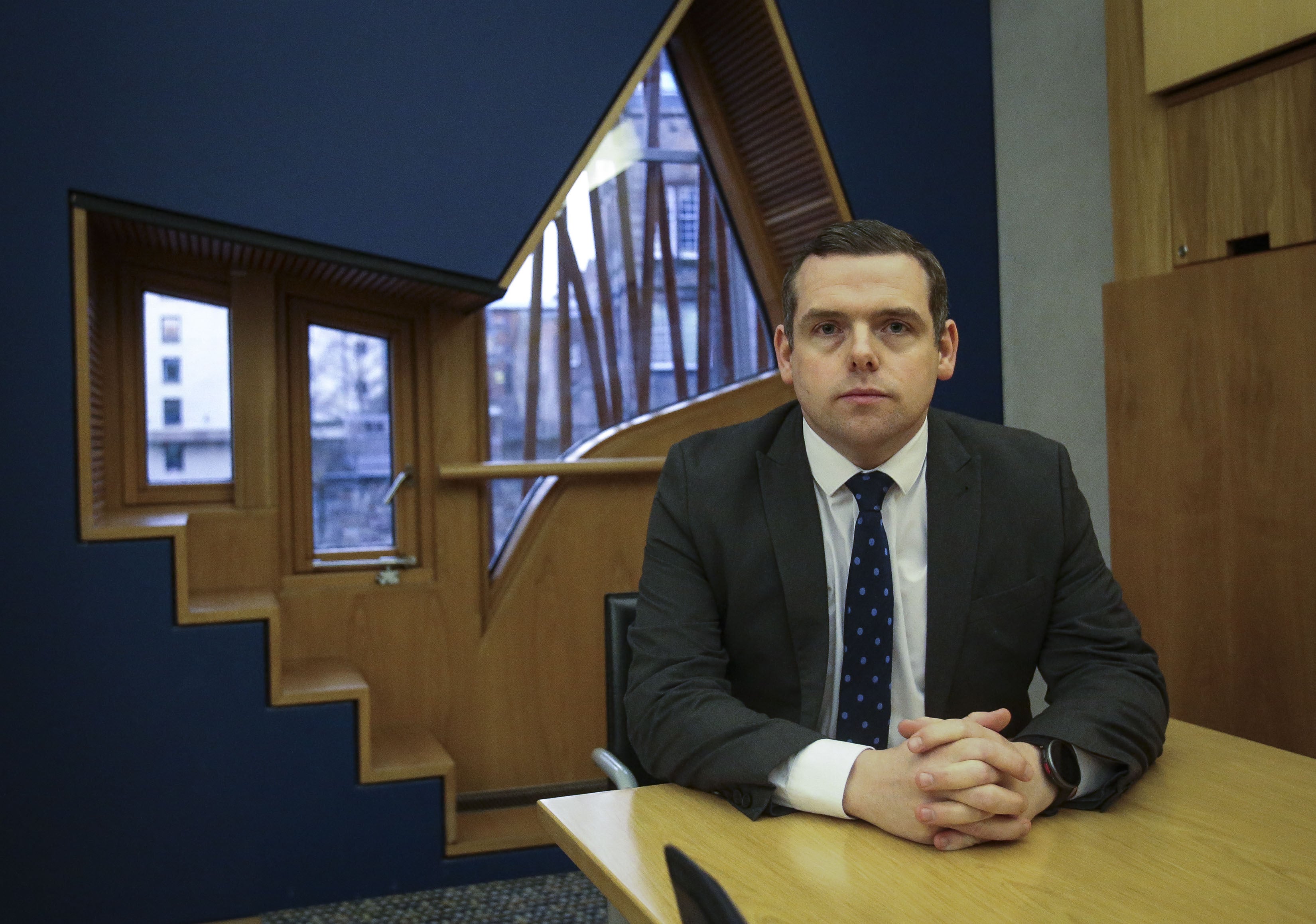 Scottish Conservative leader Douglas Ross in the Scottish Parliament (Fraser Bremner/PA)