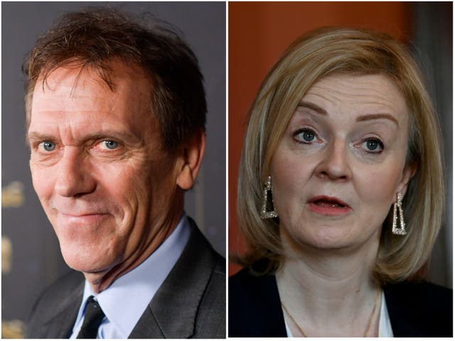 <p>Hugh Laurie, Liz Truss</p>
