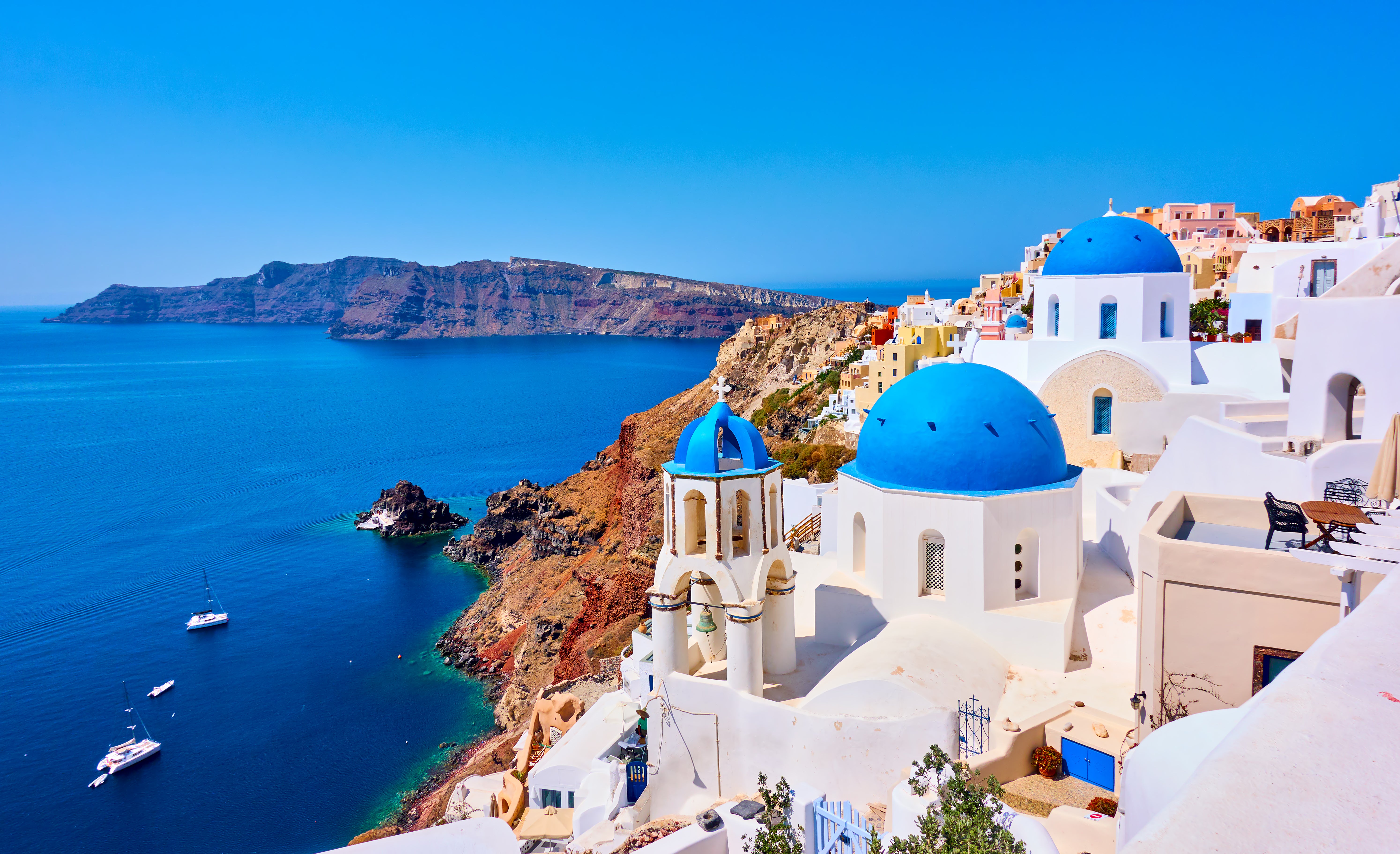 The unmistakeable shoreline of Santorini will come shimmering into view on this sun-soaked cruise