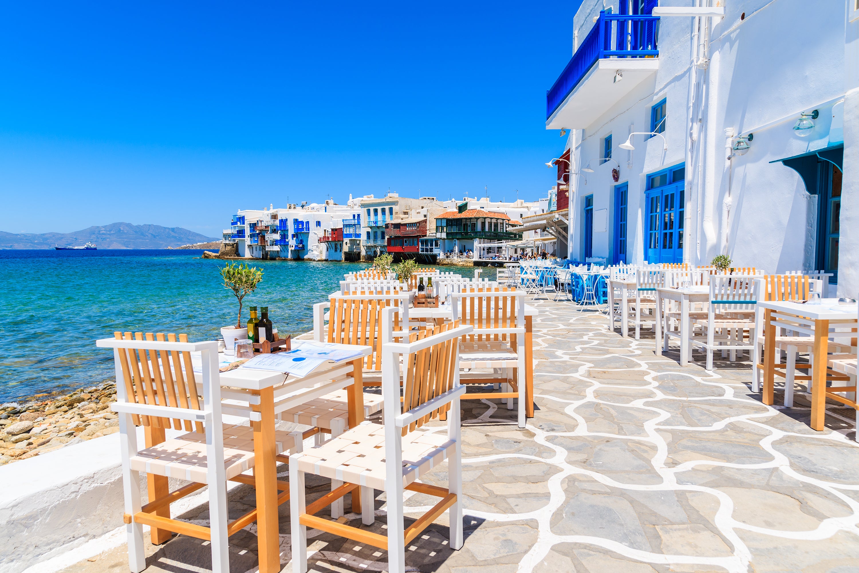 Get ready to enjoy remarkable scenes like this colourful Mykonos coastline on your perfect cruise