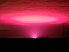 Huge pink cloud over Australian town caused by cannabis farm not using blackout blinds