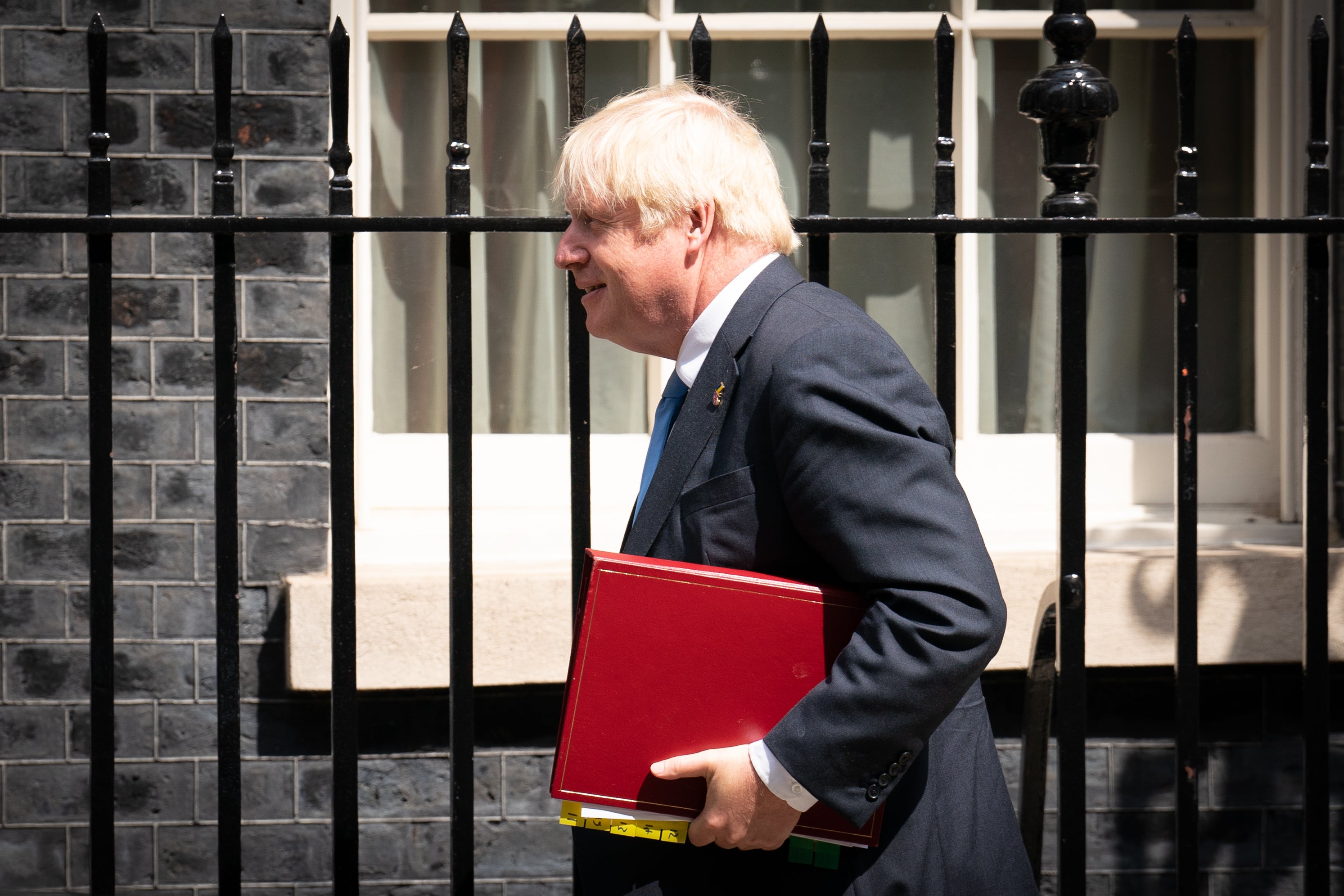 Prime Minister Boris Johnson departs 10 Downing Street, Westminster, London, to attend his final scheduled Prime Minister’s Questions at the Houses of Parliament. Picture date: Wednesday July 20, 2022.