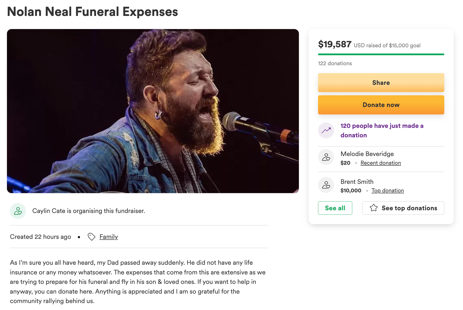 The fundraiser for Neal’s funeral costs