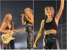 ‘Taylor Swift is the fourth Haim sister’: Fans react as singer matches with band for surprise London concert