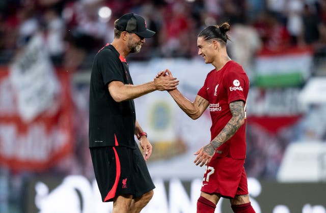 Liverpool manager Jurgen Klopp admits goals for Darwin Nunez will end scrutiny over his transfer fee (Hendrik Schmidt/DPA)