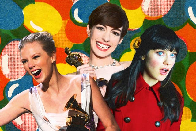 <p>Once deemed too sweet, too eager, too open: Taylor Swift, Anne Hathaway and Zooey Deschanel at peak public earnestness</p>