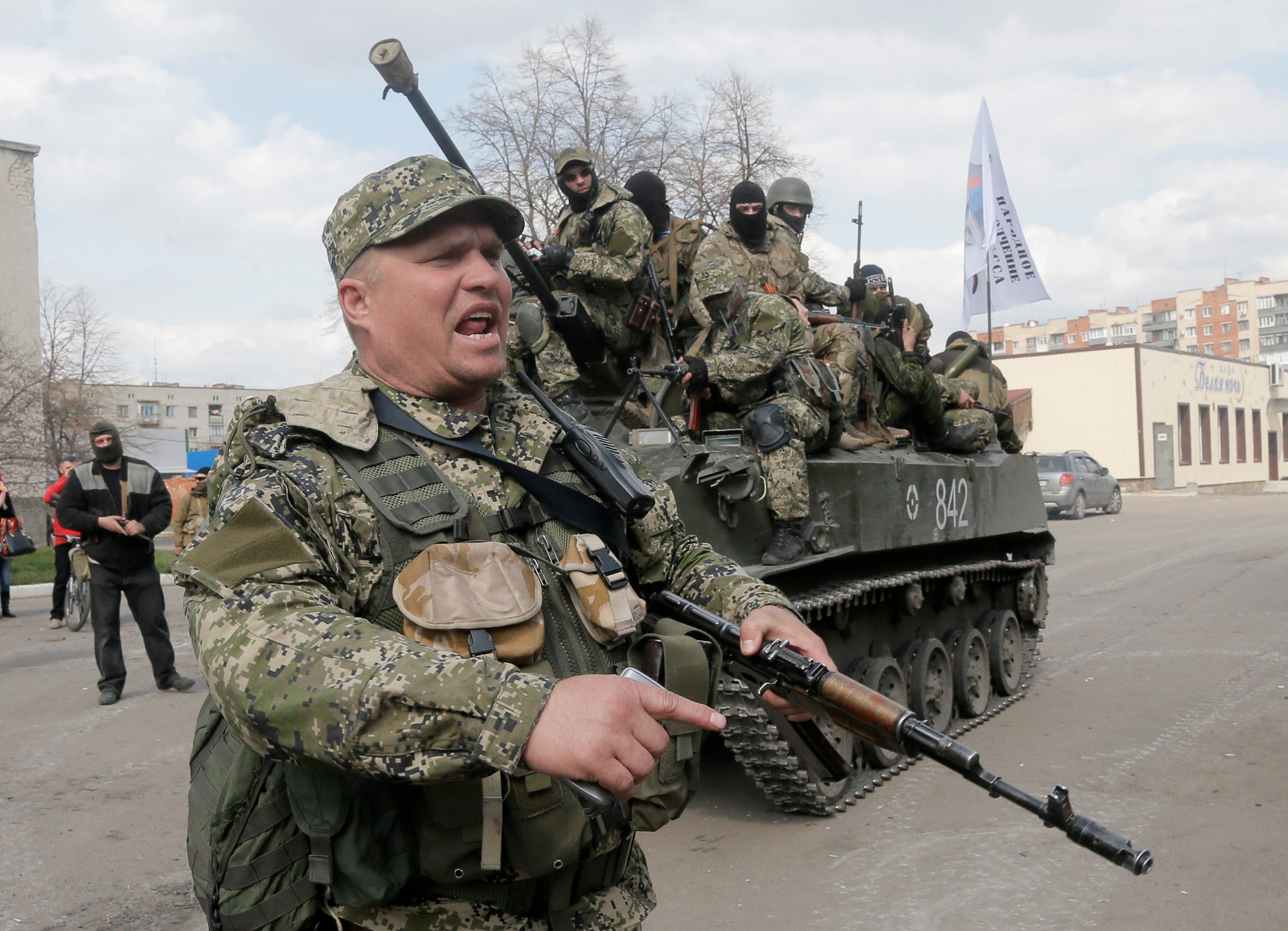 A pro-Russian separatist in Slovyansk